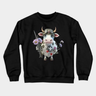 The cow as a soldier is ready Crewneck Sweatshirt
